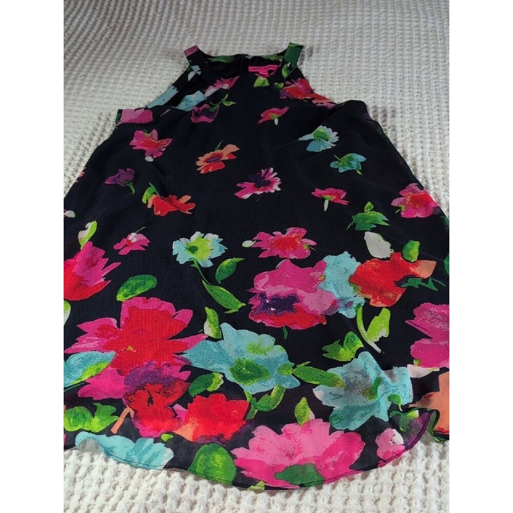 Betsey Johnson Black Floral Halter Midi Dress - Pink, Green, Blue Size 6